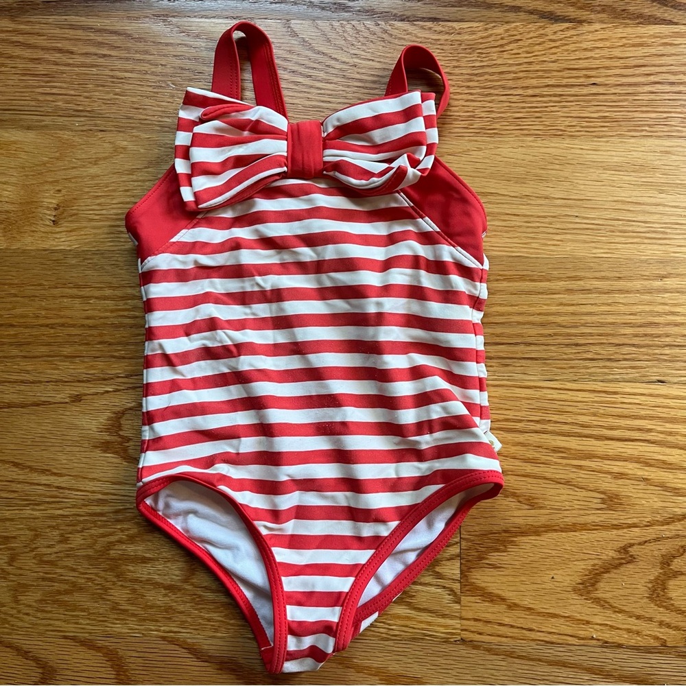 Kate Spade red and white striped swimsuit size 4